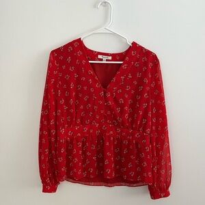 Madewell Red Floral Blouse